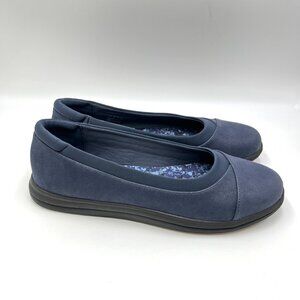 Clarks Womens Size 10‎ Navy Blue Slip On Ballet Flats Comfort Shoes